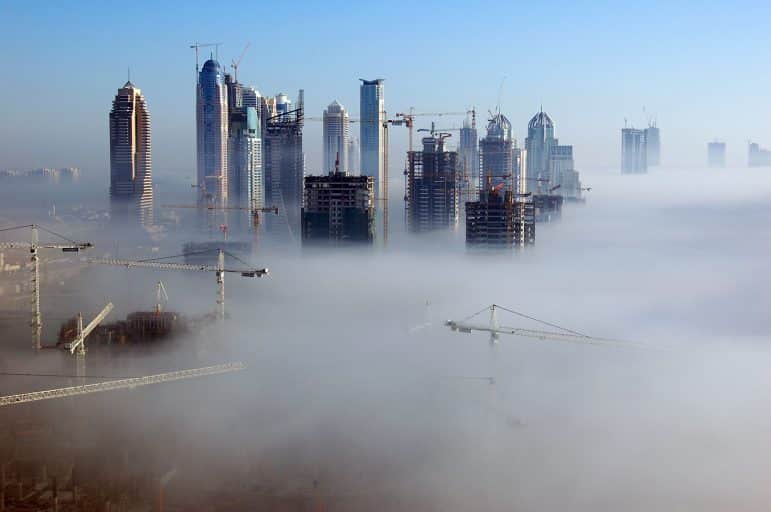 Skyline with cranes