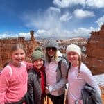 Debbie Cameron and kids in front of a canyon